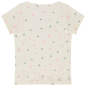 Camiseta de manga corta de punto acanalado con lunares niña 