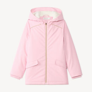 Parka impermeable para niña con capucha y cremallera, lisa. 