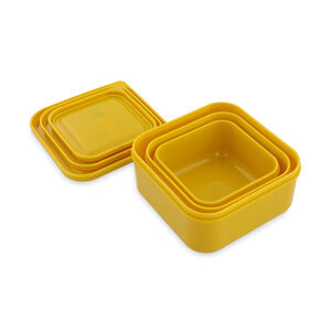 Lote de 3 cajas para merienda encajables Mr. Lion amarillas 