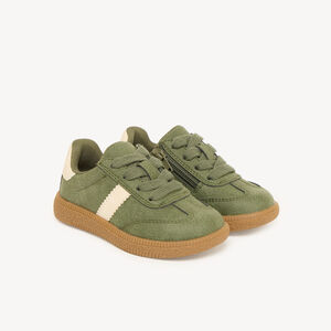 Zapatillas bajas para niño efecto ante con cordones y cremallera. 