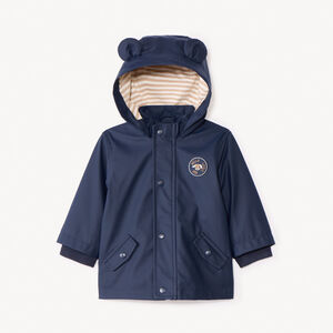 Parka uni bleu marine avec capuche oreilles ludiques pour bébé garçon  