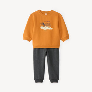 Conjunto de chándal para bebé niño de felpa con estampado divertido. 