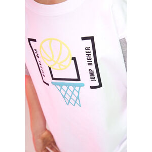 T-shirt manches courtes en jersey print panier de basket pour garçon 