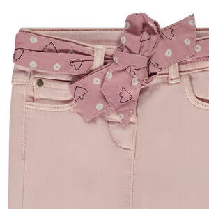 Jeans rectos con cinturón de lazo para bebé niña 