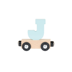 Wagon de madera con la letra "J" - azul 