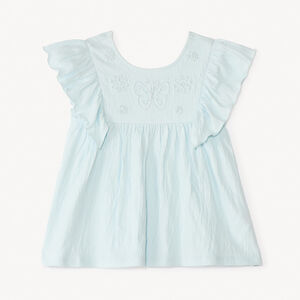 Túnica de manga corta con volantes y lazo de mariposa para niña bebé 