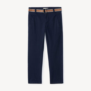 Pantalón recto de tela para niño con cinturón 