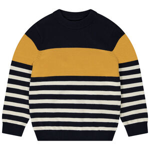 Jersey de punto a rayas efecto color block para niño 