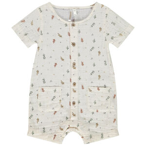 Combishort en doble gasa estampado hojas para bebé 