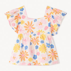 Túnica de manga corta con estampado de flores para niña. 