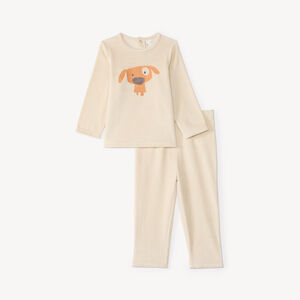 Conjunto de pijama de 2 piezas para bebé niño en terciopelo con estampado divertido. 