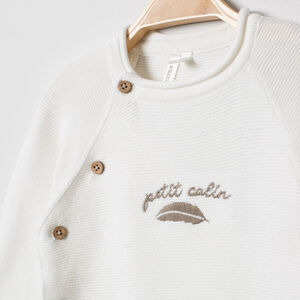 Chaleco de algodón con botones y bordado de plumas para bebé 