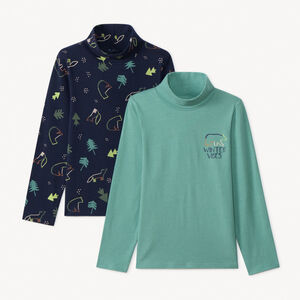 Lot de 2 sous-pulls col roulé fantaisie motifs animaux pour garçon   Main Lot de 2 sous-pulls col roulé fantaisie motifs animaux pour garçon