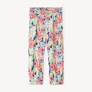 Pantalones capri fluidos con estampado de hojas para niña 
