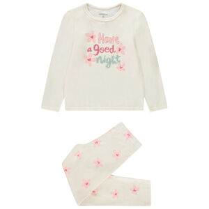 Conjunto de pijama largo de terciopelo con estampado floral para niña  Main Conjunto de pijama largo de terciopelo con estampado floral para niña