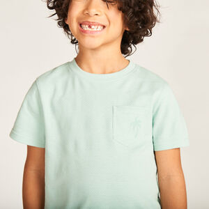 Camiseta de manga corta lisa con bolsillo para niño 