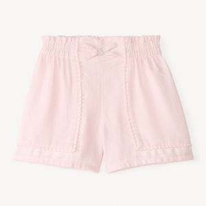 Short de tela con galón de pompones para niña 