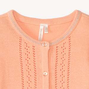 Cárdigan de manga larga de punto calado para niña bebé 