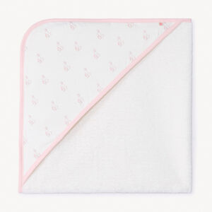 Capa de baño bicolor con estampado de conejitos para bebé niña 