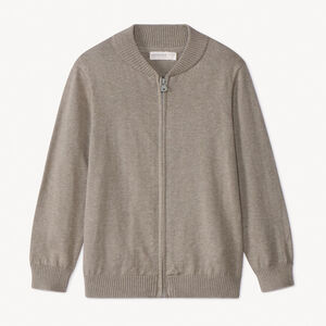 Chaleco con cremallera y cuello teddy de punto liso para niño  Main Chaleco con cremallera y cuello teddy de punto liso para niño