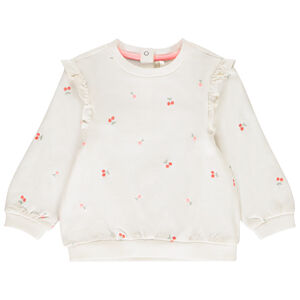 Sudadera de felpa bordada y con volante para niña 