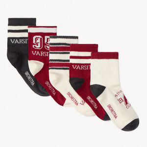 Lot de 5 paires de chaussettes normales motifs sportifs pour garçon   Main Lot de 5 paires de chaussettes normales motifs sportifs pour garçon