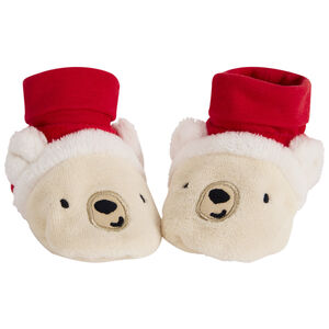 Chaussons en sherpa ourson de Noël pour bébé garçon  Main Chaussons en sherpa ourson de Noël pour bébé garçon