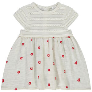 Vestido bicolor efecto 2 en 1 con estampado de flores para bebé niña  Main Vestido bicolor efecto 2 en 1 con estampado de flores para bebé niña