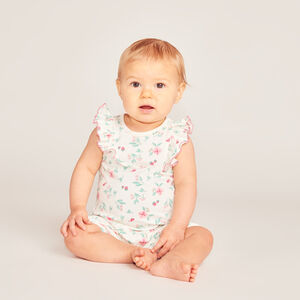 Lote de 2 monos cortos con estampado floral para niña bebé 