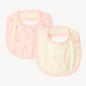 Lote de 2 baberos con diseño de osito para niña. 