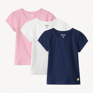Lote de 3 camisetas lisas de manga corta niña 