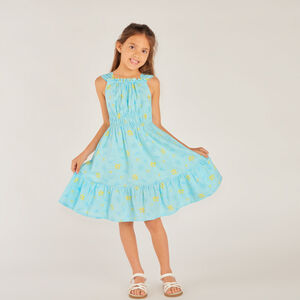 Vestido de tirantes de tela con estampado de conchas para niña 