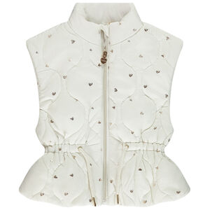 Chaleco acolchado entallado con estampado de corazones para niña 