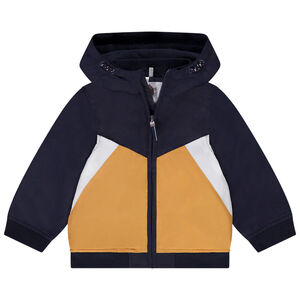 Chubasquero con capucha efecto colorblock de nylon con forro de micropolar para bebé niño 