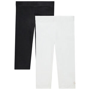 Pack de 2 leggings cortos unis con logo estampado para niña  Main Pack de 2 leggings cortos unis con logo estampado para niña