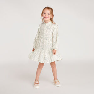 Vestido de niña de manga larga con estampado de flores y mariposas 