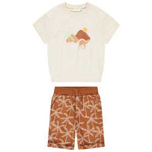 Conjunto de 2 piezas con bermudas estampadas de palmeras para niño 