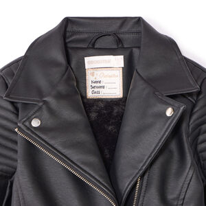 Cazadora perfecto acolchada de polipiel con forro de sherpa para niña 