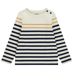 Camiseta de rayas con botones de jersey grueso para niño 