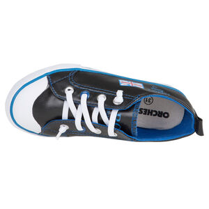 Zapatillas de deporte de caña baja con cordones con sujeción mediante elástico de aspecto cuero con impreso 