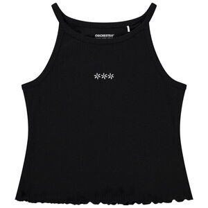 Camiseta sin mangas de punto de canalé con bordados para niña 