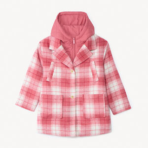 Manteau évolutif en drap de laine à carreaux pour fille   Main Manteau évolutif en drap de laine à carreaux pour fille