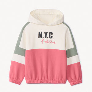 Sweat molleton à capuche effet color block pour fille  Main Sweat molleton à capuche effet color block pour fille