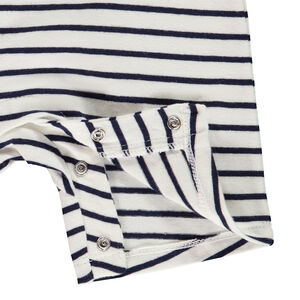Pelele corto rayado con parche de conejo para bebé niño 