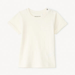 Camiseta de manga corta lisa de jersey con efecto pop-corn para bebé niño. 