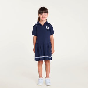Vestido escolar para niña de manga corta con bordado "LA 
