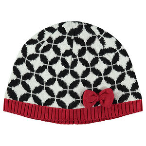 Vestido de punto con estampado de jacquard y lazo de fantasía 