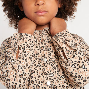 Vestido camisero de voile con estampado estilo leopardo para niña 