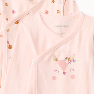 Lote de 7 bodies de manga larga temática forêt para bebé niña con aperturas diferentes según la edad 