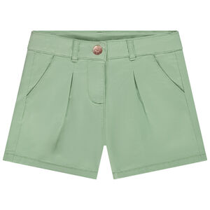 Short en twill liso efecto pinza para niña 